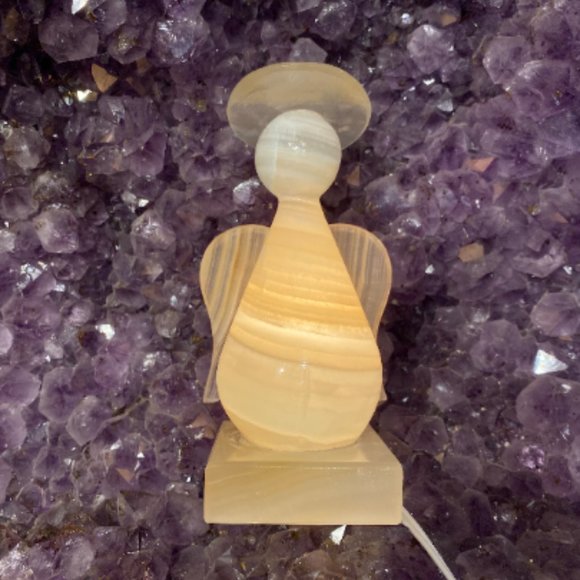 Amber Onyx Angel Lamp with Bulb and Cord, Crystal Lights, Kids Bedroom Decor - Picture 4 of 9